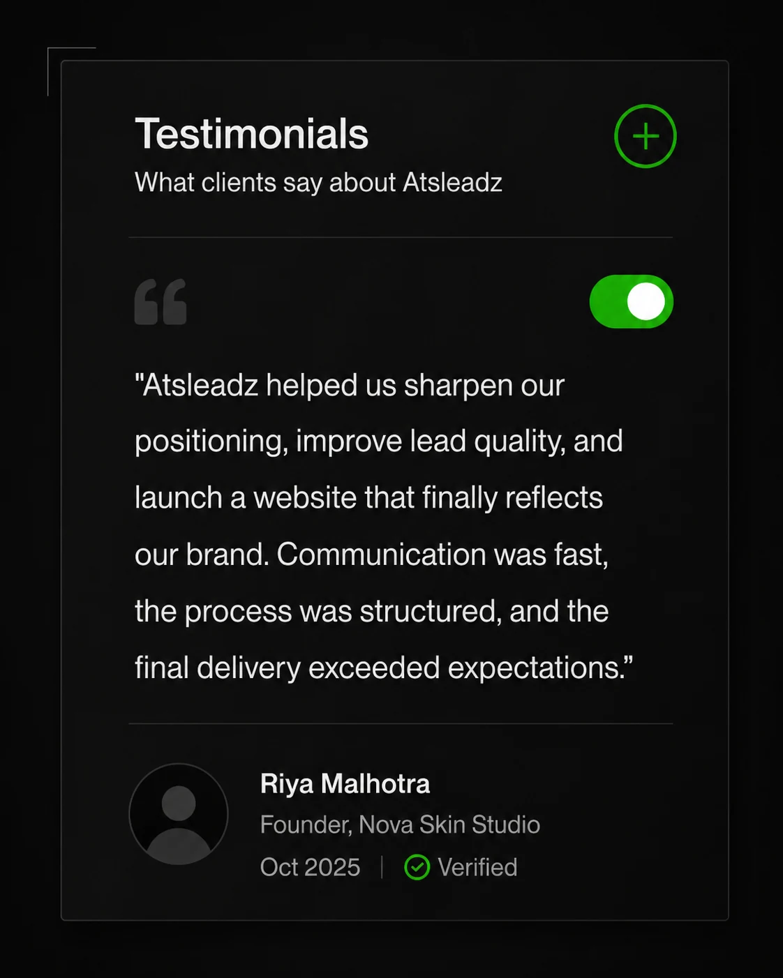 Riya Malhotra — testimonial
