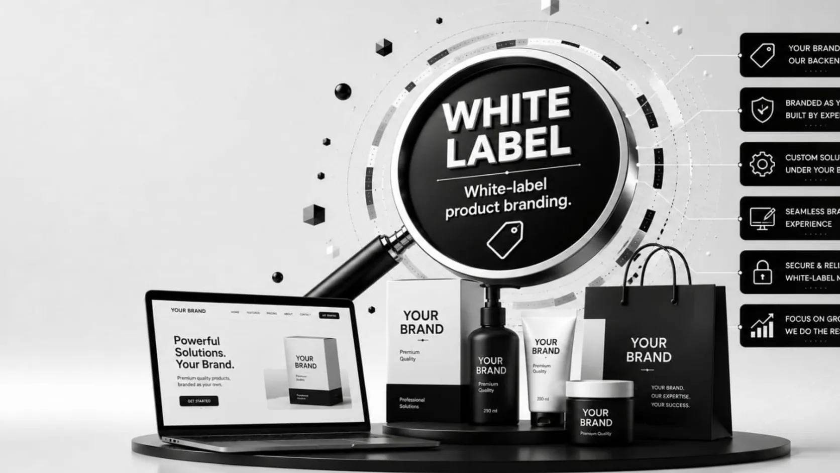 3D your-brand product line-up under a white-label lens