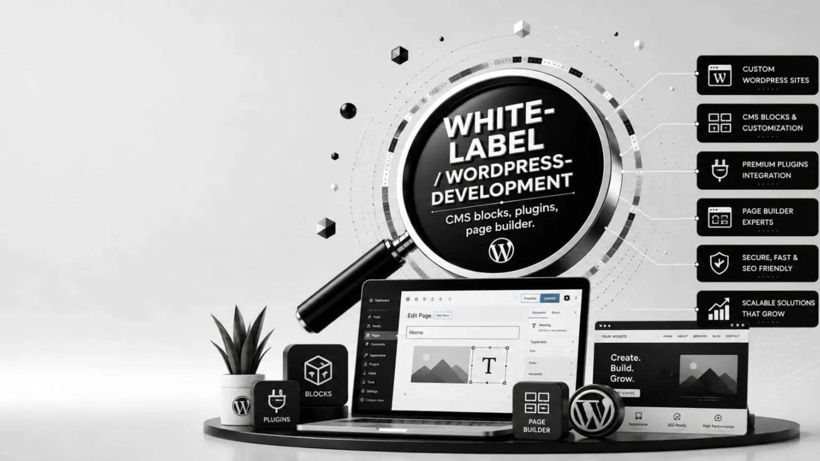 3D white-label WordPress editor with blocks, plugins and page builder