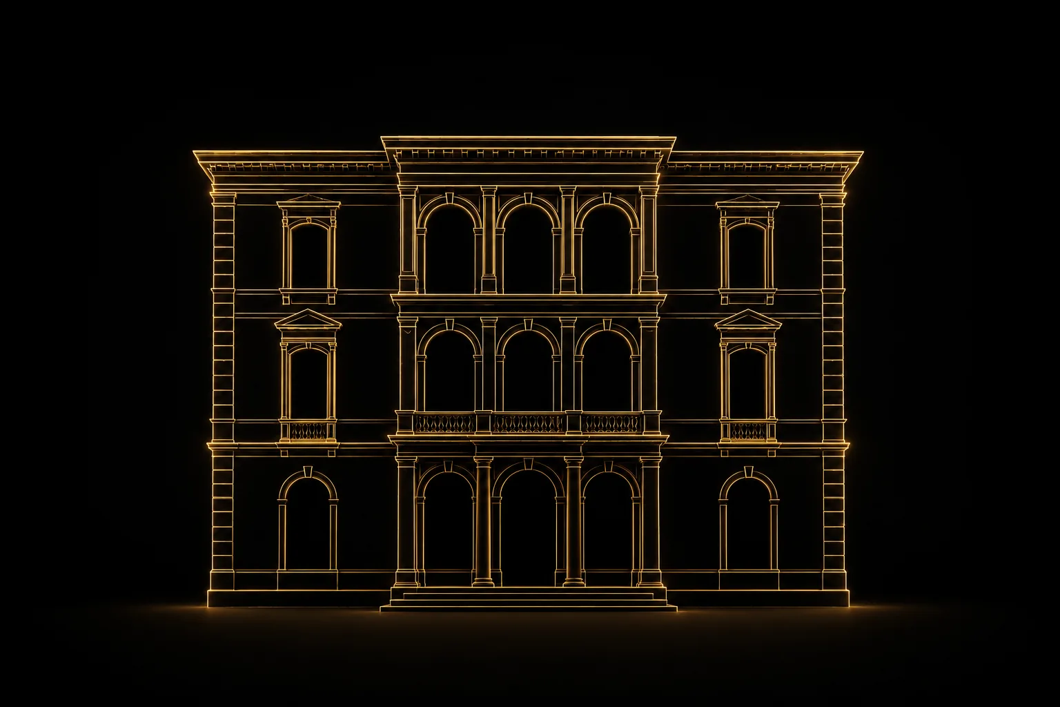 A hollow golden facade with nothing behind it