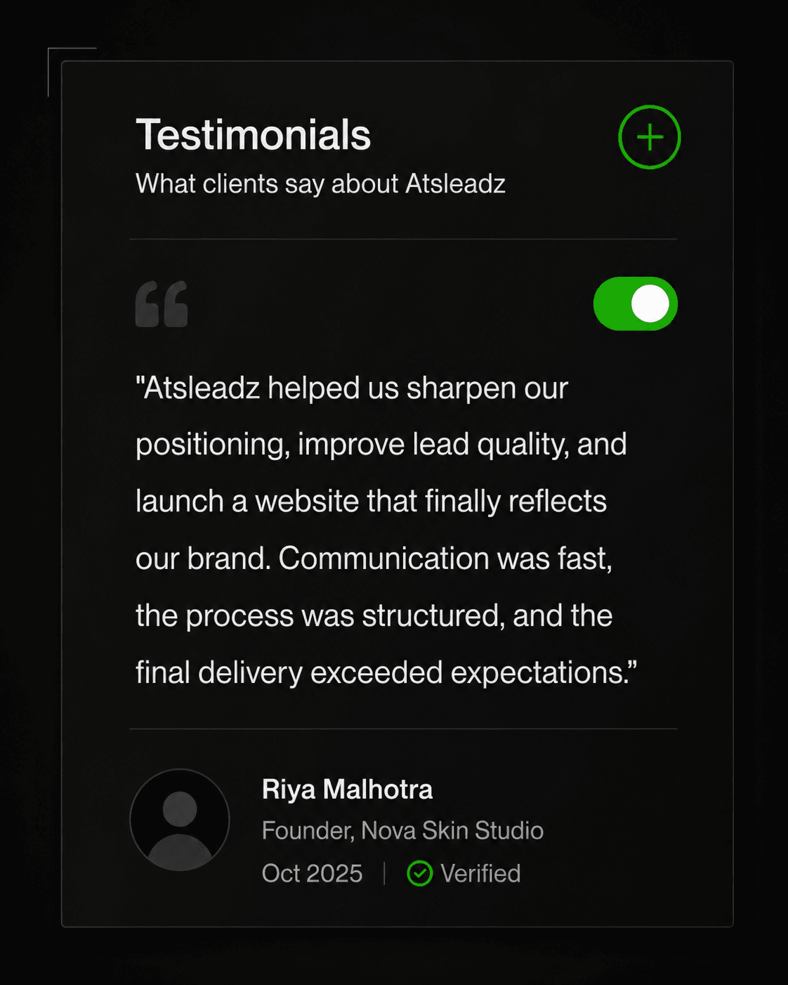 Riya Malhotra — testimonial